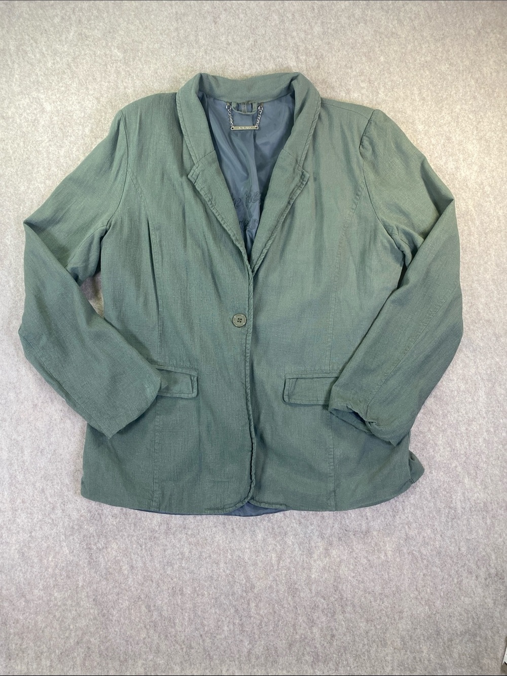 Paparazzi Olive Green Linen Viscose Blend Blazer Jacket Women's Large
